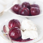 Baked Plums with Frozen Almond Cream
