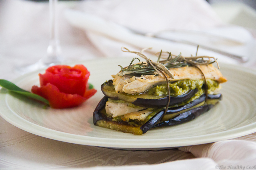 Chicken & Eggplants with a Pesto Sauce – Κοτόπουλο με Μελιτζάνες και Σάλτσα Πέστο