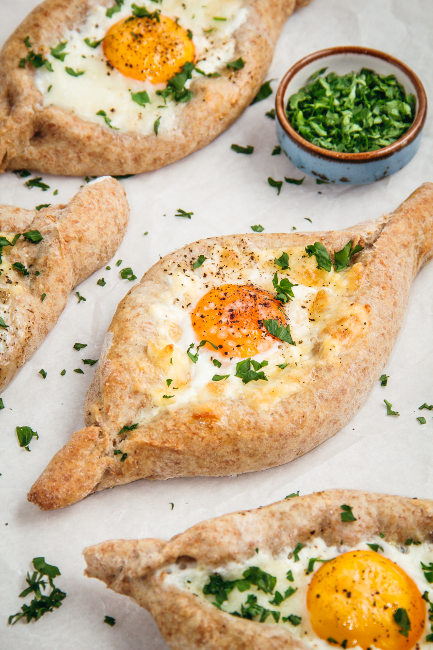 Whole Wheat Cheese and Egg filled Bread Boats